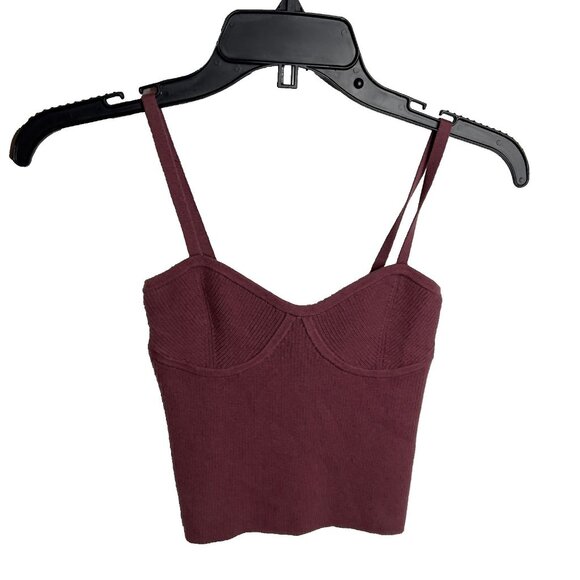 Madewell $62 Corset Detail Crop Sweater Tank Pressed Grape Size XS NL178 - Picture 3 of 6